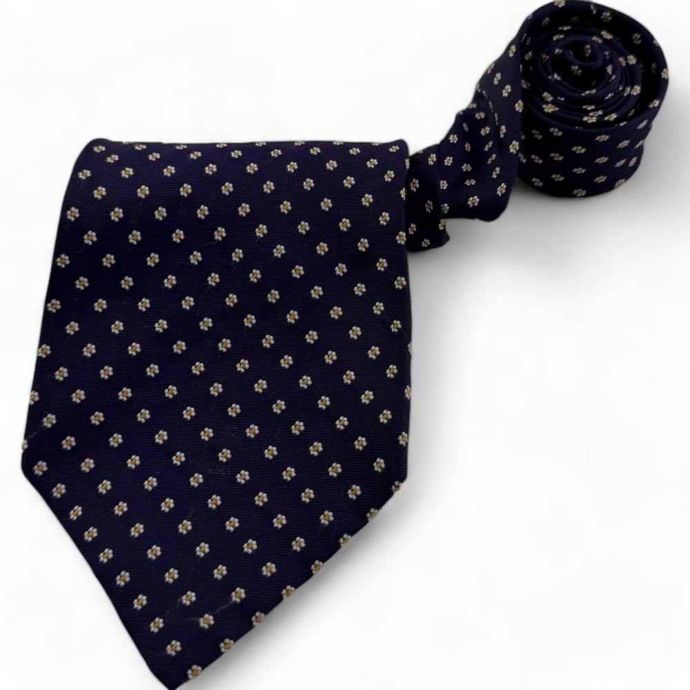 Polo Ralph Lauren Purple w/ White & Yellow Floral Silk Neck Tie 4"W 57"L